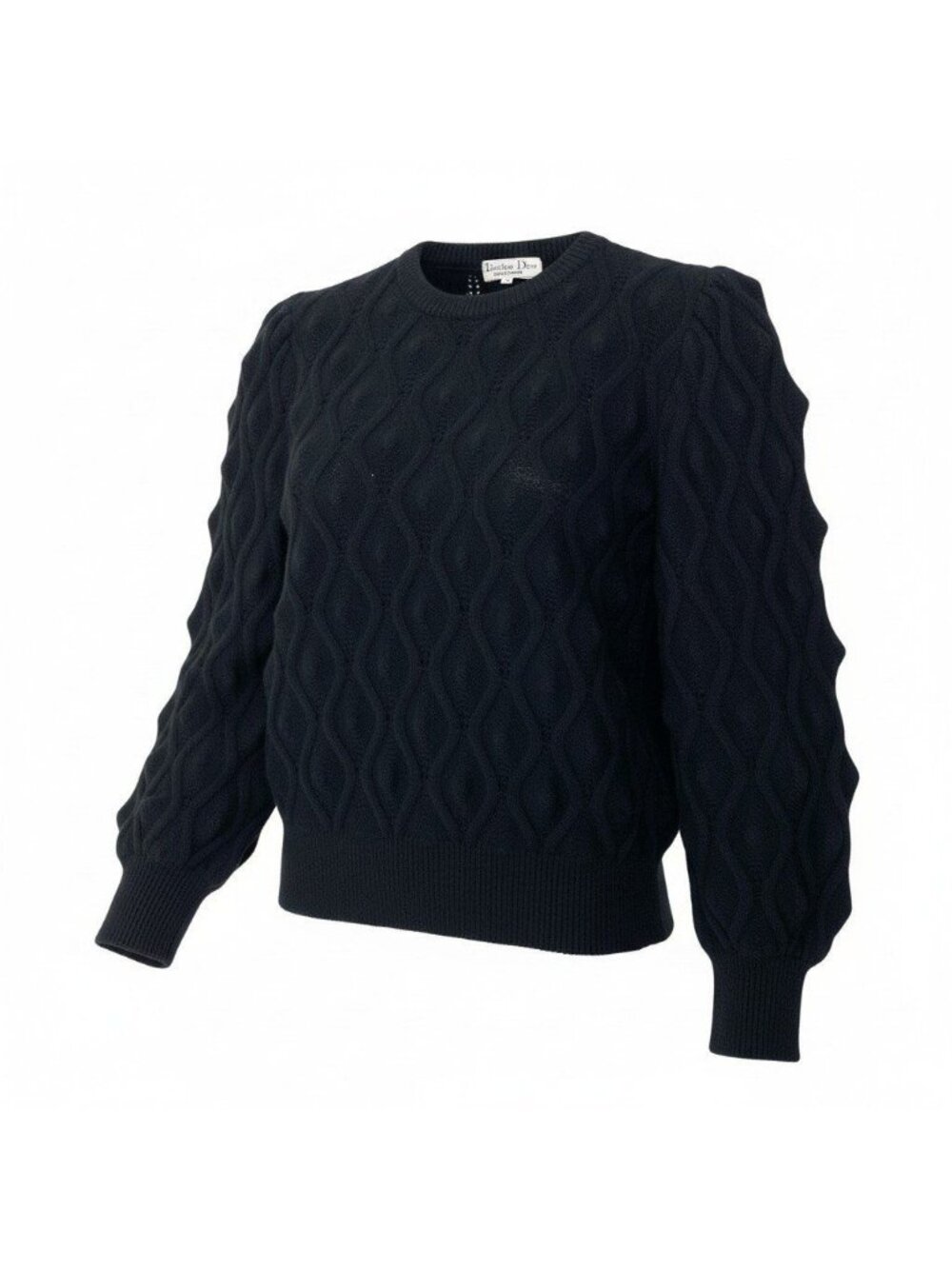 Dior Long Sleeve Knit Cable Sweater Top Black M